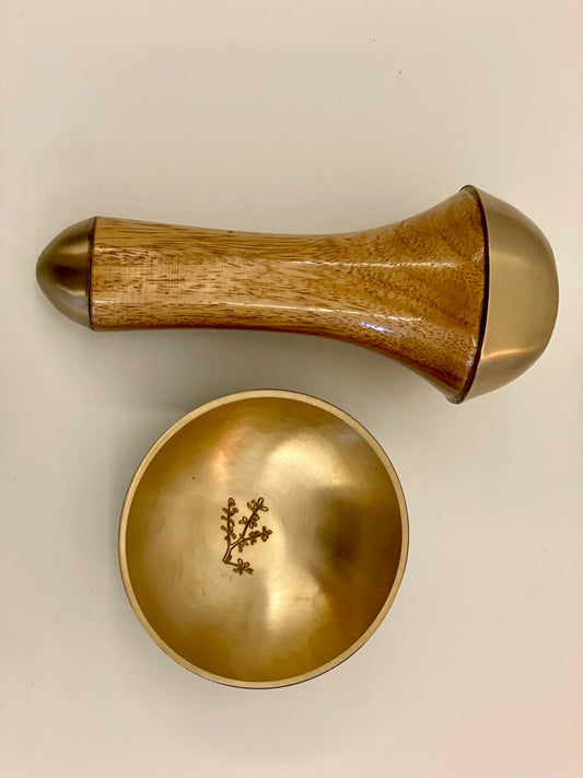 Dual-Dome Bronze Kansa Wand and Oil Bowl/Vatki
