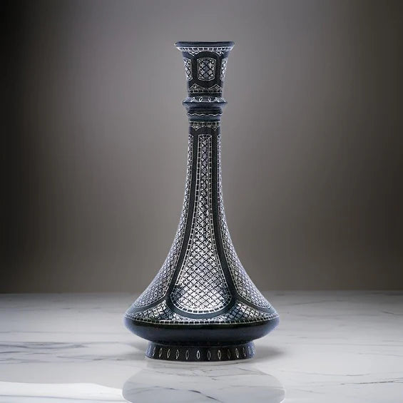 Bidri Silver Inlay Shahnai Vase (9inch) | Bidri Work | Bidri Art