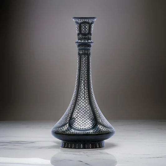 Bidri Silver Inlay Shahnai Vase (9inch) | Bidri Work | Bidri Art