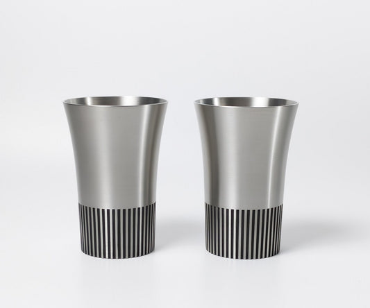 Pewter Ribbed Tumbler set of 2